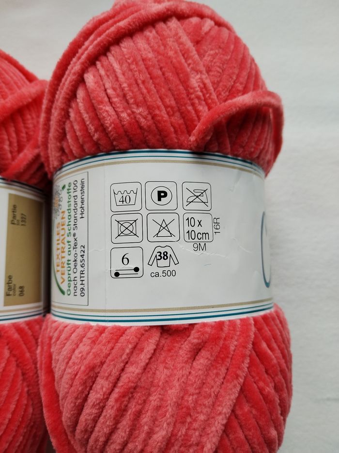 Lot de 3 pelotes Laine Chenille (300 g) - Corail / Orange - photo numéro 3