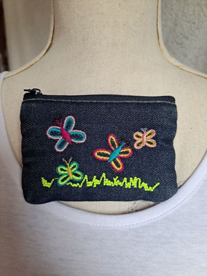 Porte monnaie en jean papillons 👛