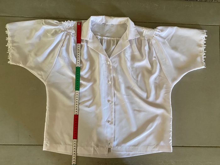 Chemise blanche vintage avec dentelle style broderie taille M - photo numéro 11