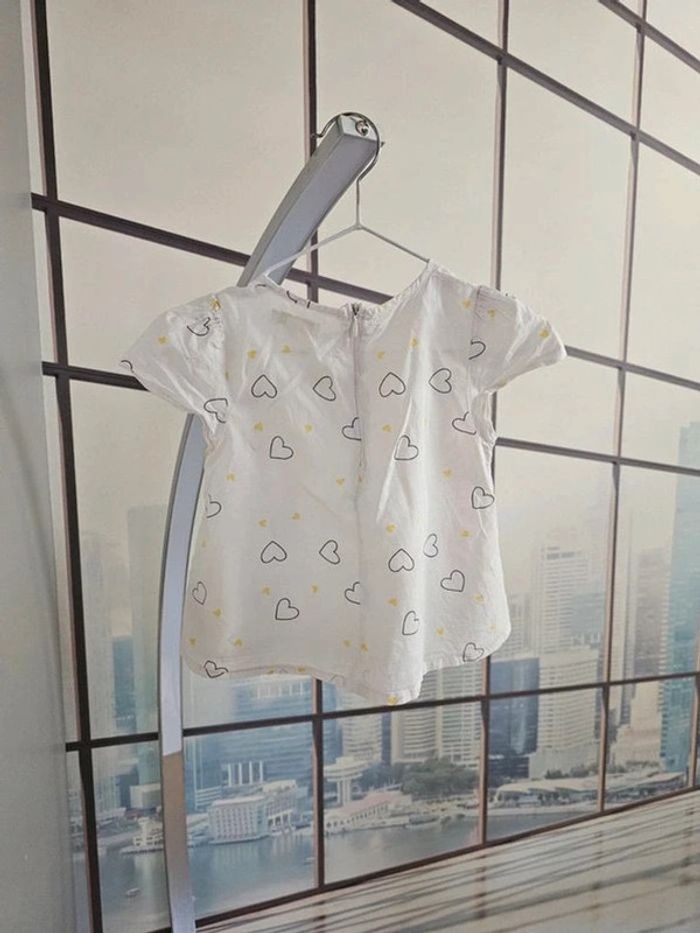 T-shirt léger style blouse motif cœur Vertbaudet taille 3 ans / 94 cm - photo numéro 2