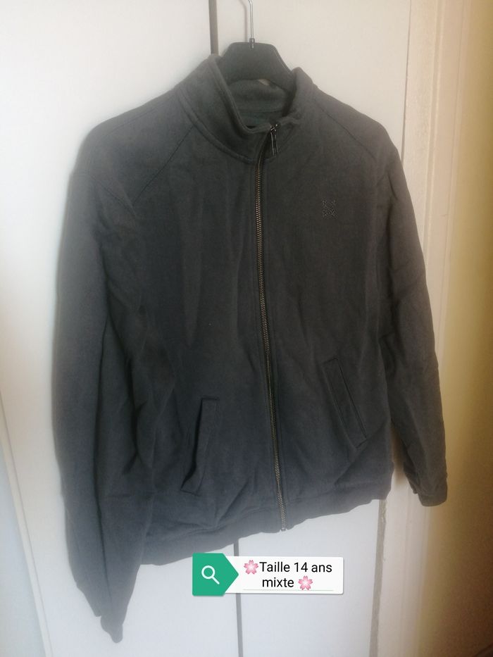 🌸Sweat zippé gris et turquoise Taille 14 ans mixte "Oxbow" Neuve 🌸