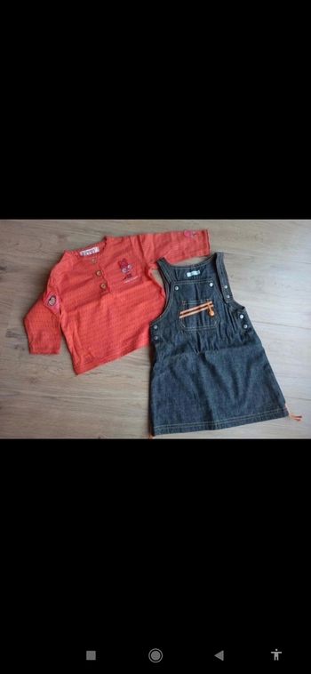Ensemble tenue bébé 12 mois robe en jean et haut orange