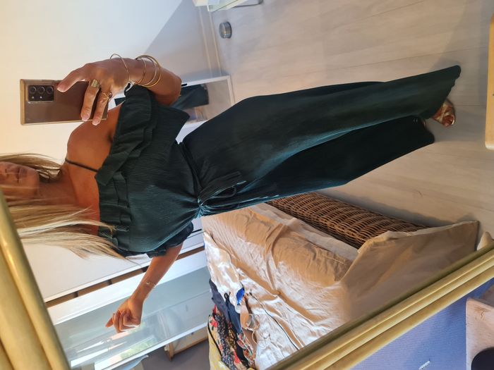 Combinaison verte bouteille plissée épaules découvertes Zara Taille 36 - photo numéro 6
