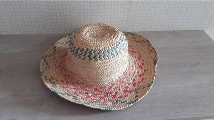 Chapeau En Paille style Orientale Fait Main Neuf - photo numéro 2