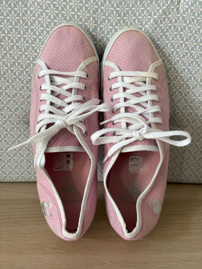 Paire de Baskets Tissu Rose "Le Coq Sportif" Taille 39 - photo numéro 5