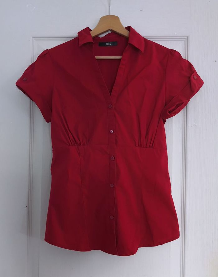 Chemisier femme, coloris rouge, taille 40, marque Mim.