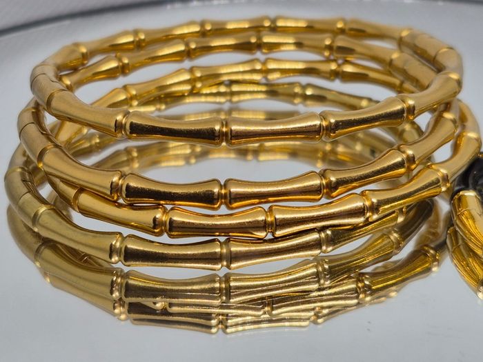 Bracelet forme bambou en plaqué or 18k - photo numéro 5