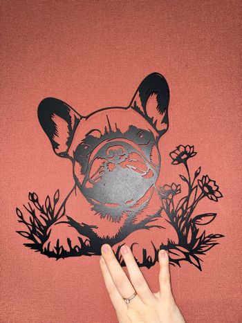 Décoration murale en métal chien bulldog 