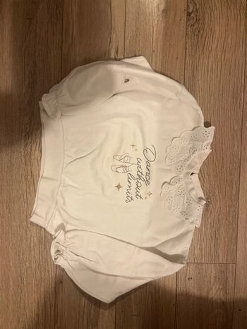 5/6 ans - pull sweat coton col broderie anglaise danse classique