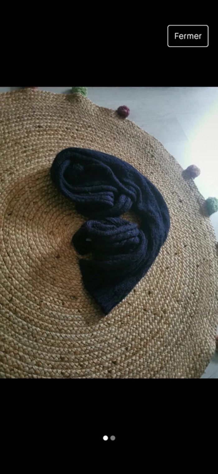 Très grande écharpe maille bleu