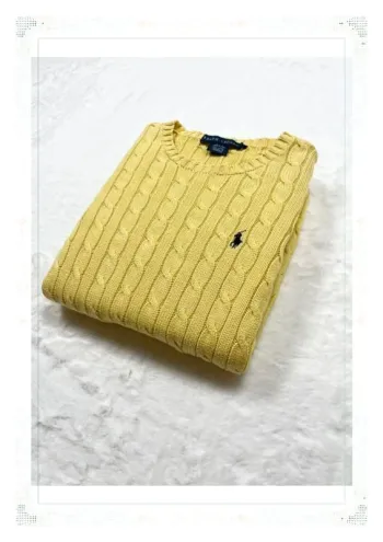 Ralph Lauren pull torsadé jaune femme taille S coton