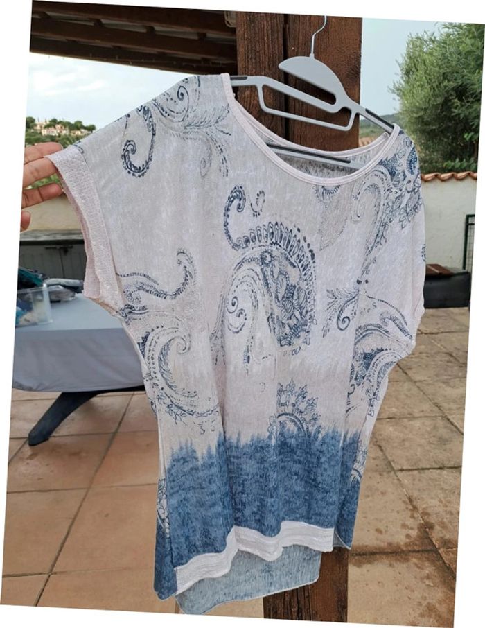 Magnifique blouse tunique à sequins rose et bleue - photo numéro 2