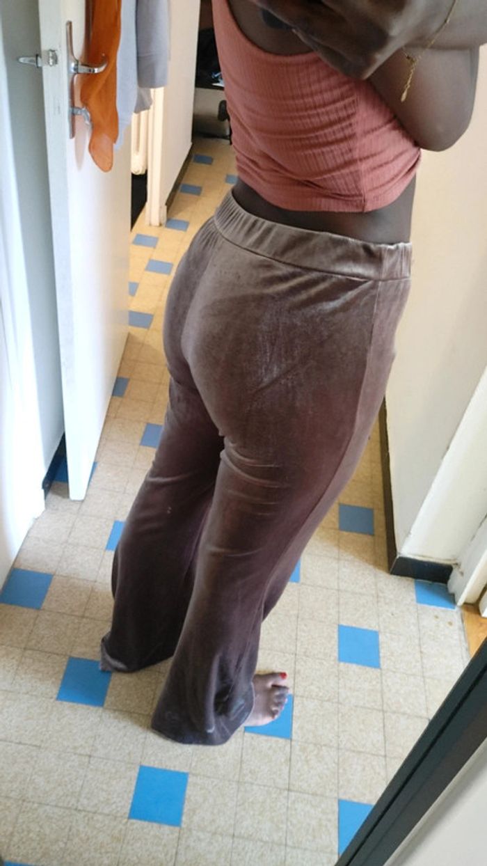 Pantalon patte d'éléphant velours mauve old school - photo numéro 2