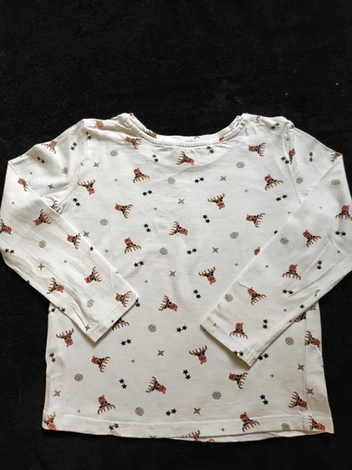 T-shirt manches longues 4 ans blanc motif Rennes brillant - photo numéro 2