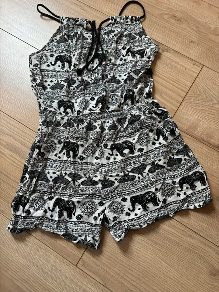 combishort à motif éléphant noir et blanc taille Xs