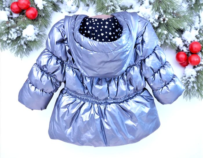 CATIMINI - NEW - MANTEAU TYPE DOUDOUNE BÉBÉ FILLE ACIER MÉTALLISÉ DETAIL BRODERIES CŒURS & AUTRES 6M - photo numéro 7