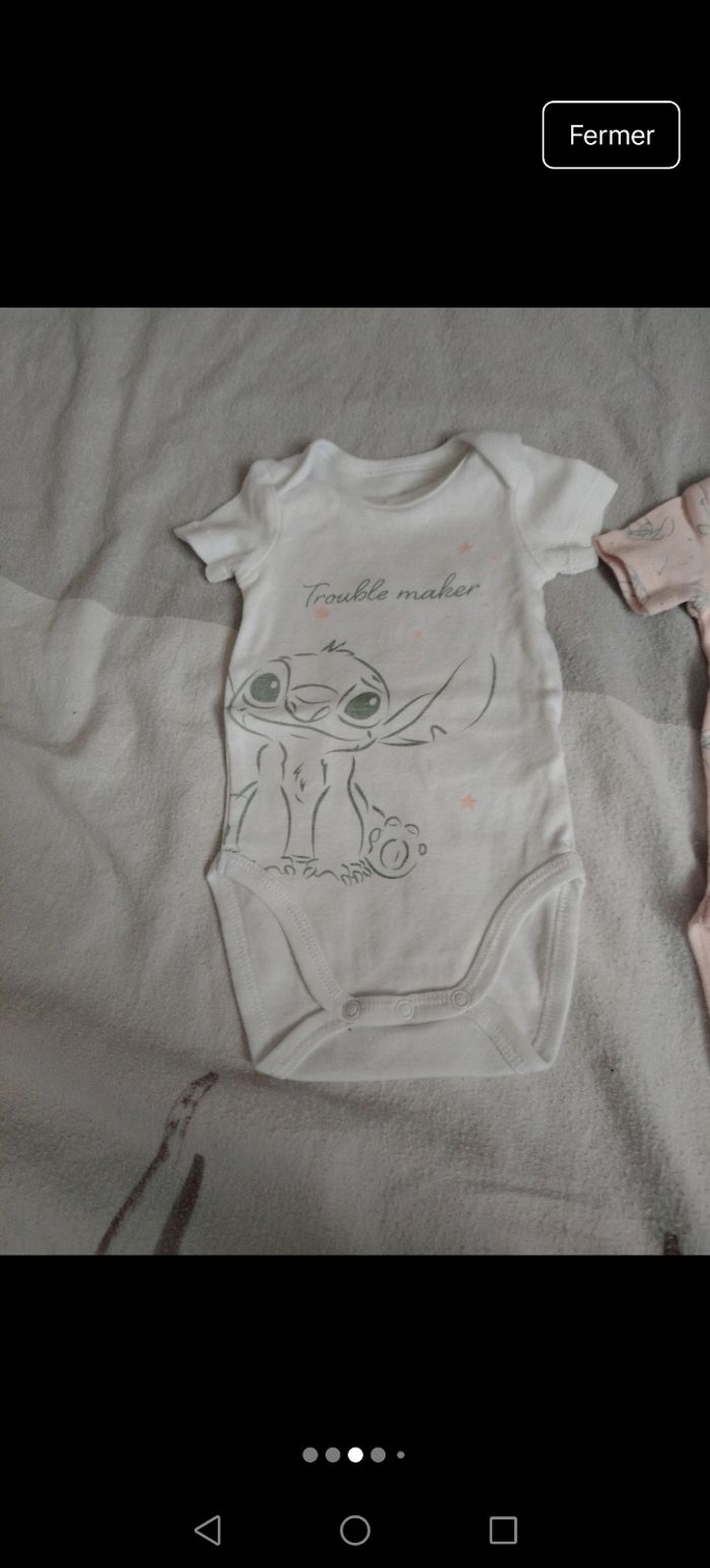 Lot de 2 bodies Disney Stitch – Taille 3 mois - photo numéro 3