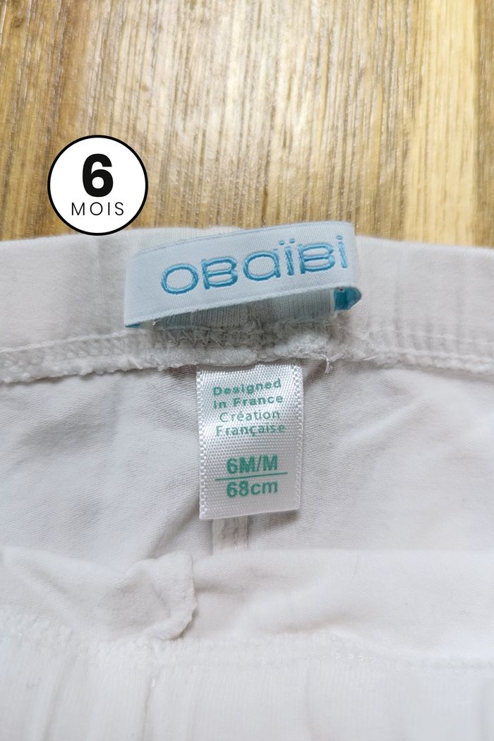 Legging blanc Obaïbi - bébé 6 mois - photo numéro 3