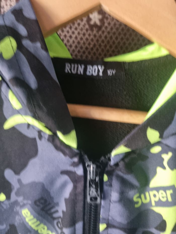 Gilet de sport zippée noir gris et jaune fluo 10ans - photo numéro 3