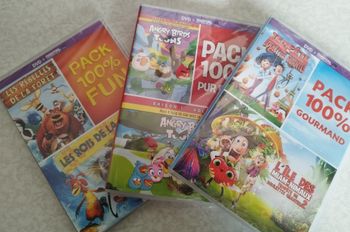 Pack de 3 DVD Films Neufs 100% Fun, Pur Birds et Gourmand pour enfants