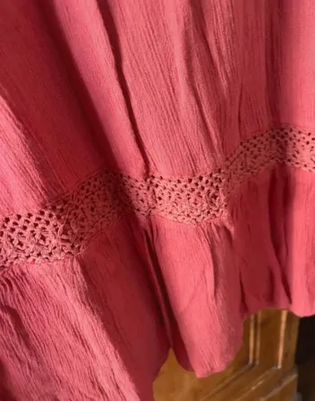 Jupe longue bohème vieux rose 42