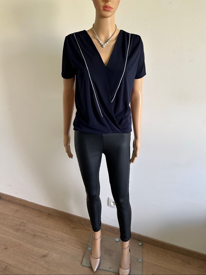 Blouse bleue marine à manches courtes Morgan taille S jamais portée - photo numéro 3
