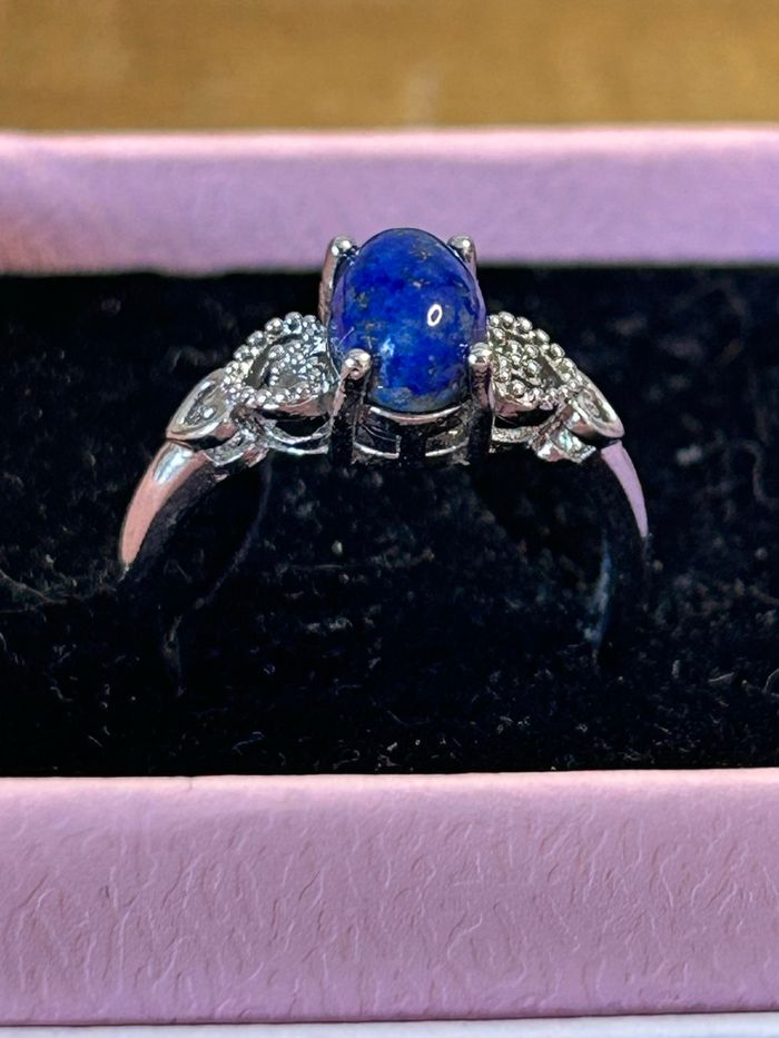 Bague réglable en laiton et en lapis-lazuli – Sagesse & Intuition - photo numéro 4