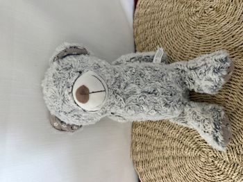 doudou ours gris bringé intérieur pieds oreilles fleurs