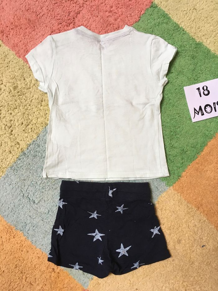 Ensemble tee-shirts et short en coton - 18 mois - kiabi - TBE - photo numéro 5