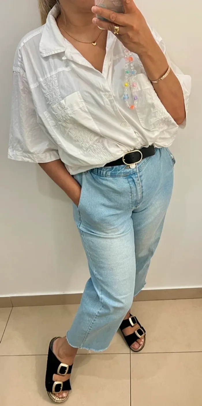 Chemise Ample Blanche Gap Brodée Taille L - photo numéro 5