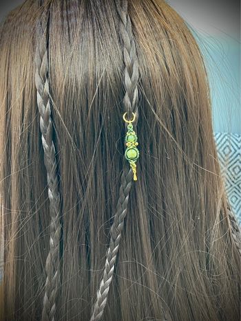 Bijou de cheveux - tresse/dread - macramé pierre Jaspe et Aventurine