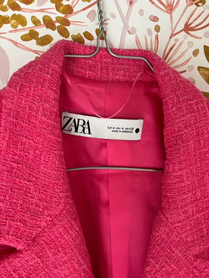 Veste blazer en tweed Zara rose chic - photo numéro 2