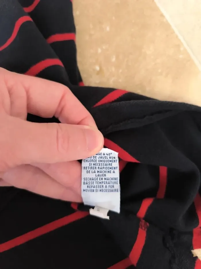 Polo Ralph Lauren homme XL noir rayures et logo rouge parfait état - photo numéro 12