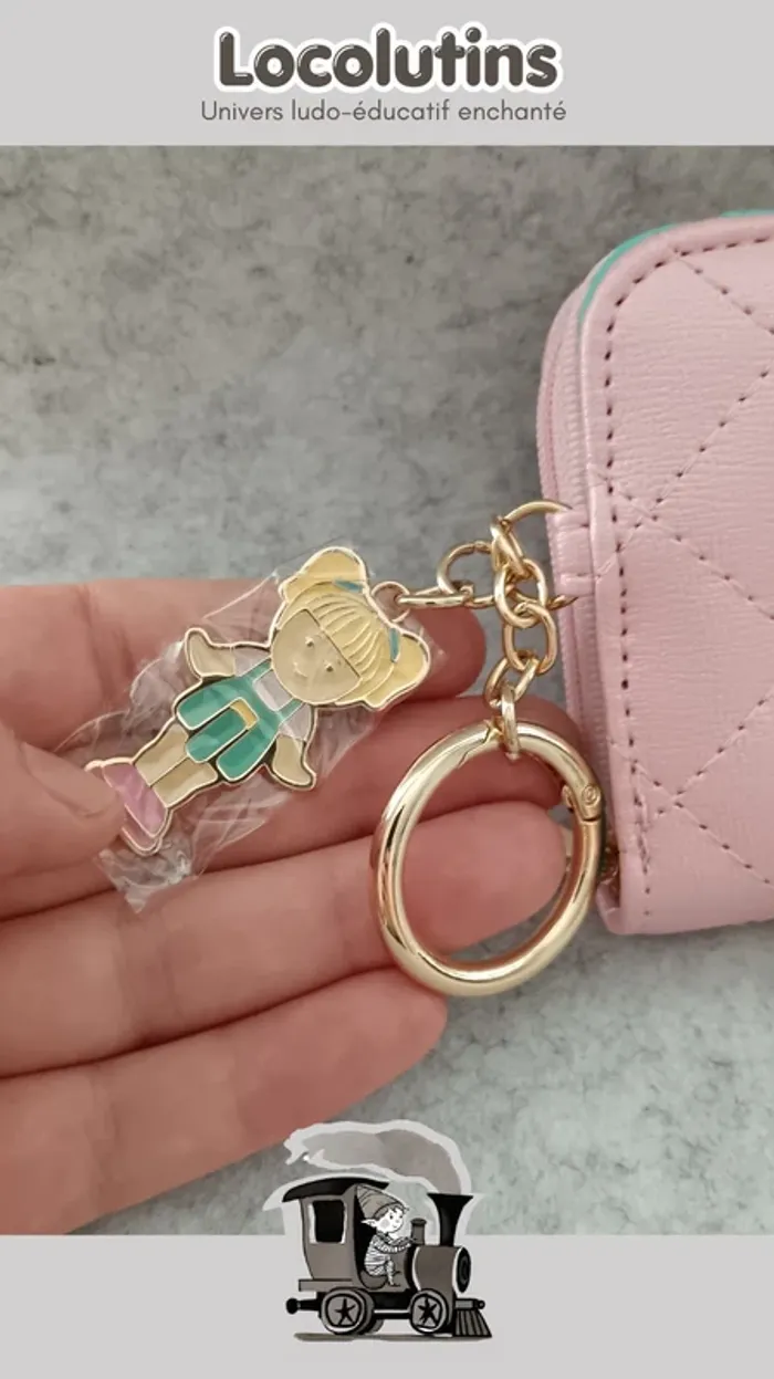 🚂 Porte-monnaie Polly Pocket rose avec porte-clé irisé - photo numéro 3