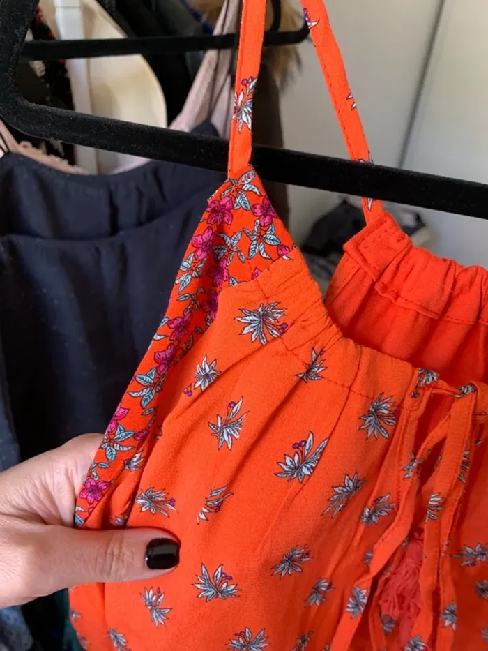 Top à bretelles corail et rose à fleurs Etam taille S - photo numéro 10