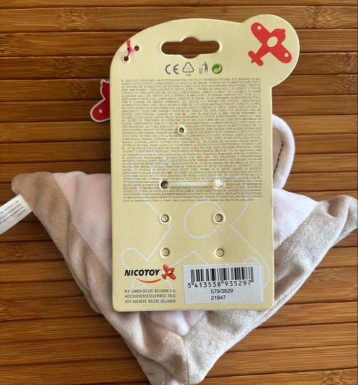 Neuf doudou plat lapin beige rose écharpe nicotoy - photo numéro 3