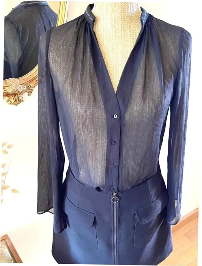 Sublime blouse chemise manche longue noir fluide Zara taille XS - photo numéro 7