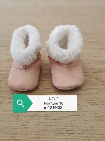 Chaussons fourrés fille neufs 18