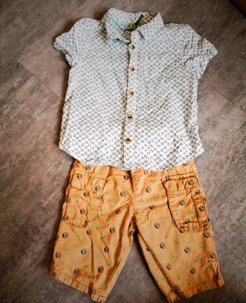 Ensemble été chemise manches courtes et pantacourt bébé garçon 2 ans