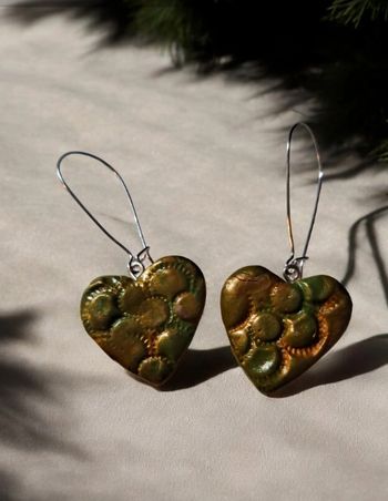 Boucles d'oreilles pendante vertes orange