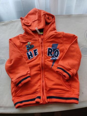 Sweat zippé à capuche 12 mois