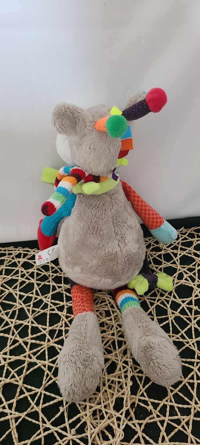 Peluche girafe NICOTOY Zoé longues jambes gris rond multicolore - photo numéro 3