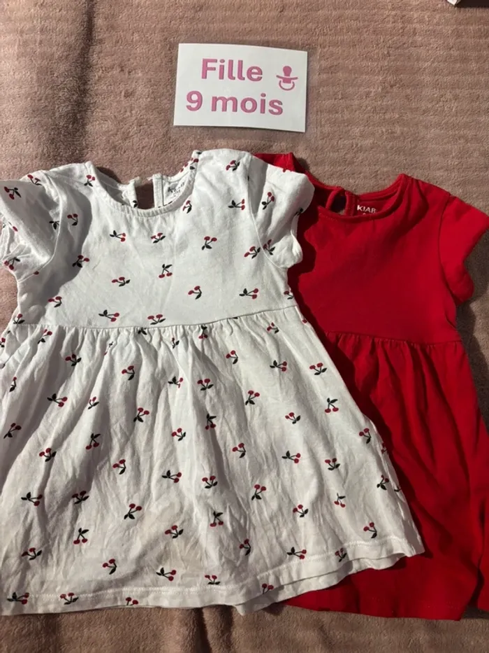 Lot de 2 robes manches courtes 9 mois
