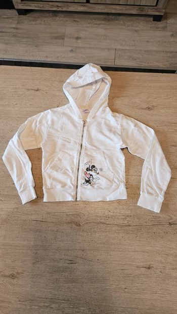 Gilet à capuche blanc court à manches longues, dessin de Minnie, Disney, 6 ans