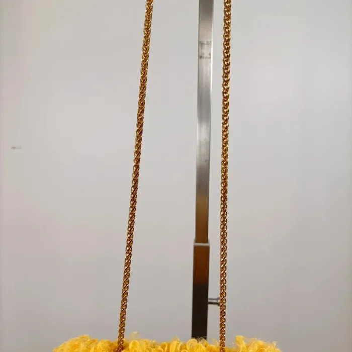 Sac peluche jaune bouclettes à chaîne – look tendance original S021 - photo numéro 9