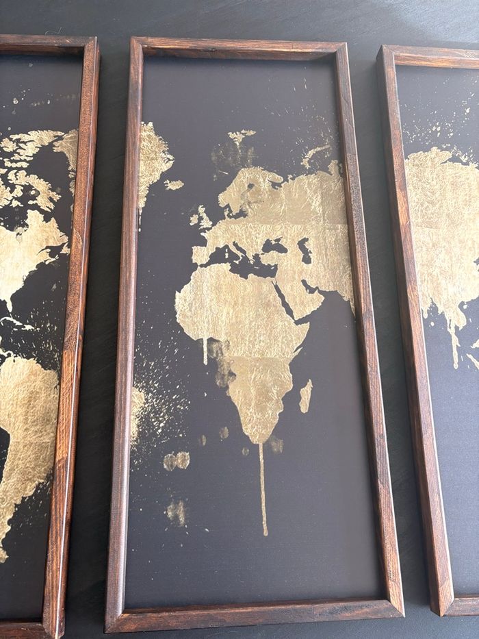 Tryptique carte du monde 30x70 cm neuf - photo numéro 3