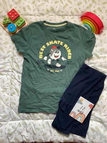 pyjama short kaki et marine 12 ans kiabi