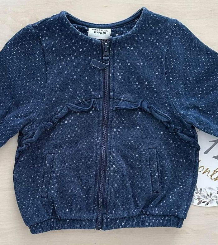 Veste ou gilet bébé fille - bleue - tao - taille 12 mois 74 cm - photo numéro 3