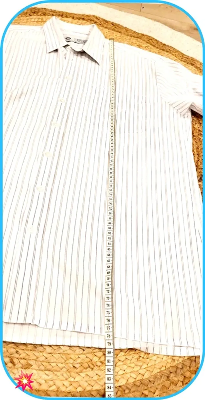 Chemise homme C&A rayée blanche/grise - Taille L - Très bon état - photo numéro 9