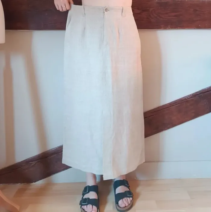 Jupe lin épais beige Autre Ton - photo numéro 4